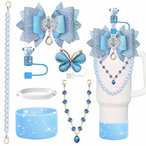 Diamond Bling Accessories Set for Stanley Cup Tumbler - Blue Slate