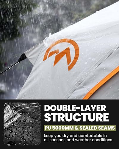 OutdoorMaster 2 Person Pop Up Camping Tent - White, Waterproof 3-Season Shelter