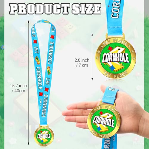 Cornhole Award Medals Set - Gold, Silver, Bronze with Ribbon