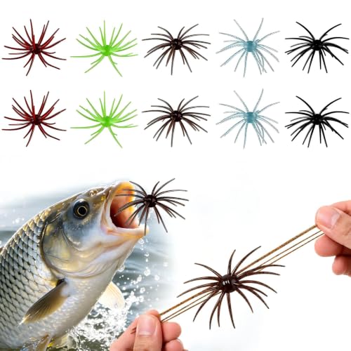 Penicfine 10PC 4.3 Inch Tentacle Fishing Lure Soft Plastic Sea Urchin Bait