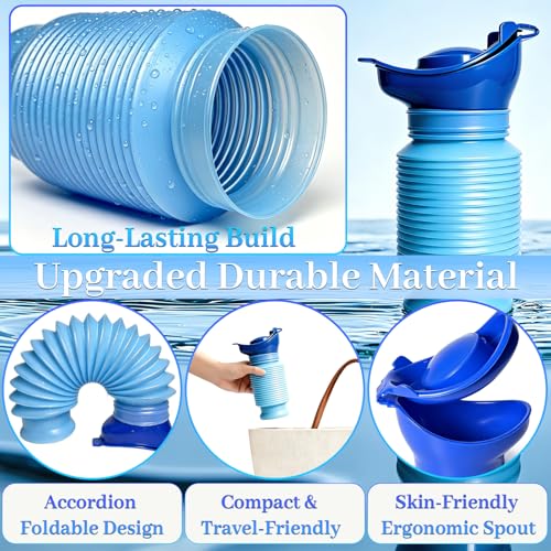 750ml Portable Emergency Urinal - Blue Shrinkable Toilet for Travel