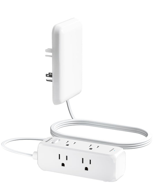 Olcorife Flat Outlet Extender with Cover, Flat Plug Power Strip with 6 AC Outlets, 2000 Joules Surge Protector, 3FT Flat Extension Cord, Home Office Travel Dorm Room Essentials