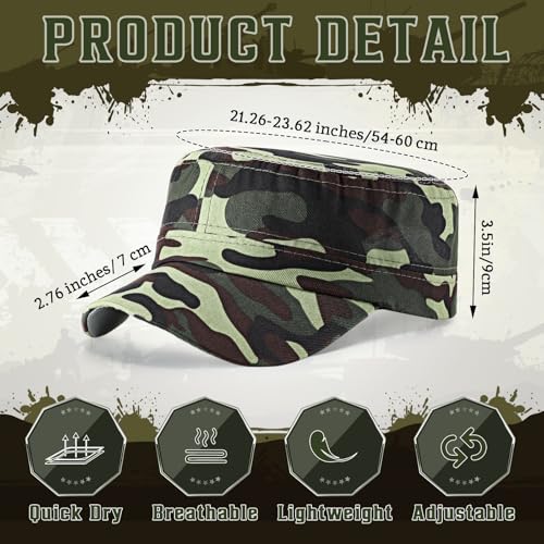 6 Pcs Cadet Cap Military Hat for Men Women Adjustable - Camouflage Variants
