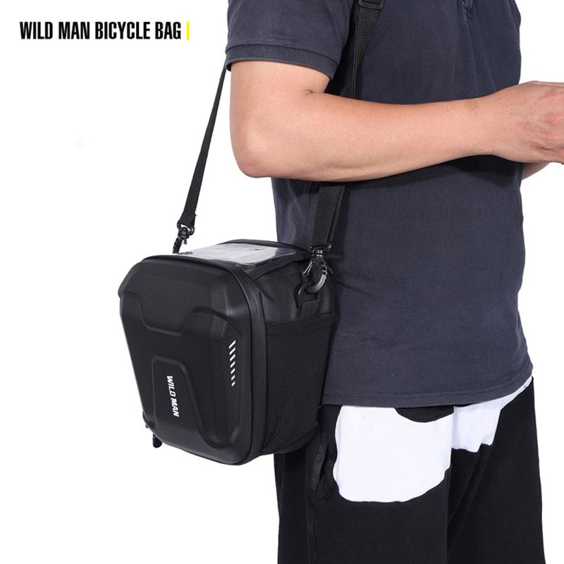 WILD MAN Quick Release 3.5L Hard Shell Waterproof Scooter Storage Bag with Touch Screen for Kick Scooters Folding Bike(GS9)