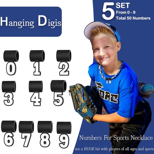 Premium Silicone Number Pendants Set 0-9 for Baseball Necklace