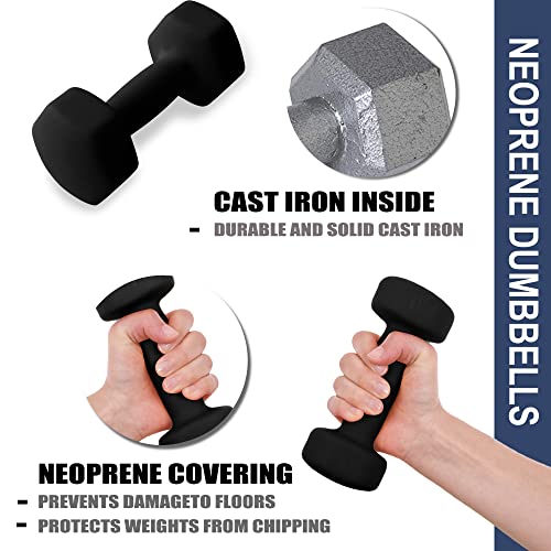 Hexagonal Dumbbell Set - 10 lb Hand Weights for Home Workouts