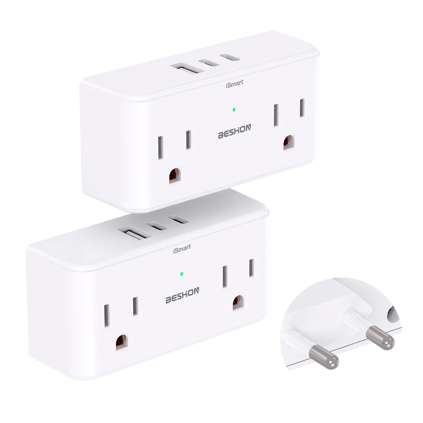 【2 Pack 】 7 in 1 European Travel Plug Adapter, Travel Essentials, International Travel Adapter with 4 Outlets 3 USB Ports(2 USB C), US to Europe Plug Adapter to Most Europe Spain Italy France