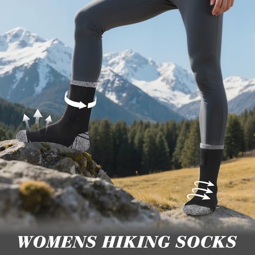 Cushioned Cotton Crew Socks for Women - Black