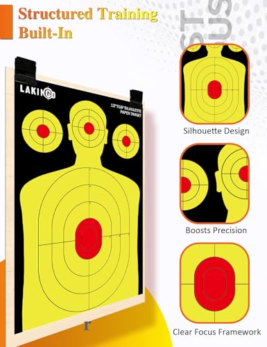 High-Visibility Shooting Targets - 12x18 Inch Yellow - 10pcs Triple Target