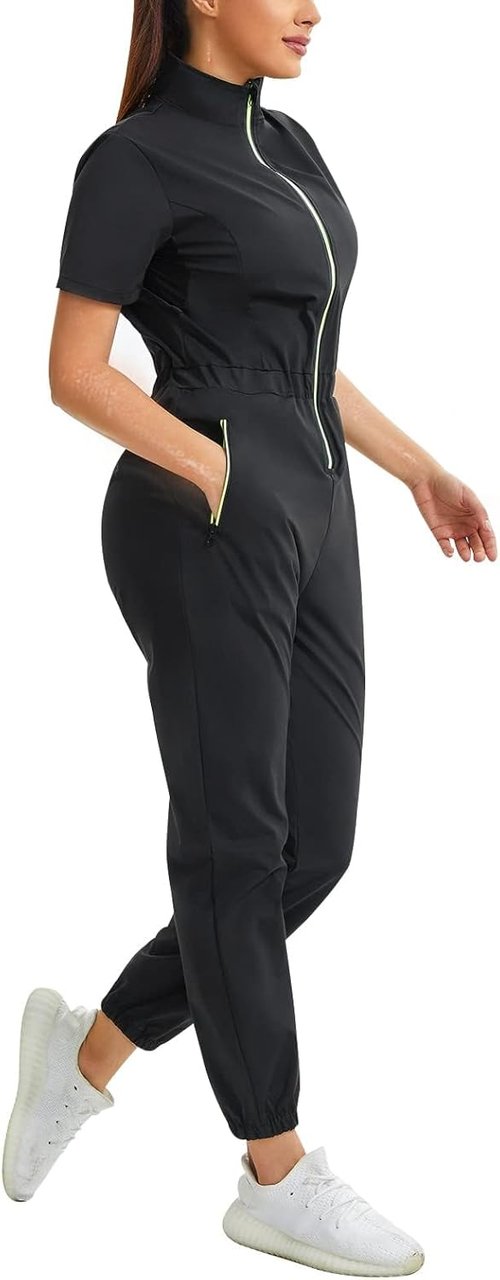 Junlan Sauna Suit for Women - Heat-Trapping Workout Jumpsuit with Stand Collar | Ideal for Fitness