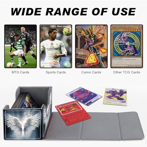 DEGDFSGR Sacred Angel Wing Card Storage Box 200+ Capacity MTG Deck Box with Magnetic Closure