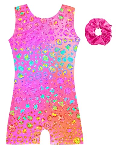 Sparkly Sleeveless Gymnastics Leotard for Girls - 4-5T Pink