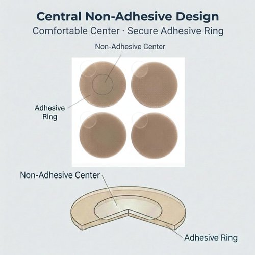 Beejong Nipple Covers for Men – Sweatproof, Chafe-Free Protection with Non-Adhesive Center, EWG-Certified Materials (Beige 52 pcs)