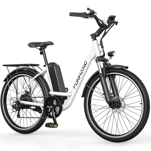 Electric Bike for Adults - 26" City Cruiser Ebike 1000W, White