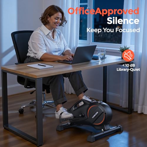 Under Desk Bike with 16-Level Resistance & Bluetooth App - Black-Orange