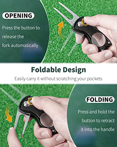 GreenHaven Blue & Black 2-6 Pack Foldable Golf Divot Repair Tool with Magnetic Ball Marker