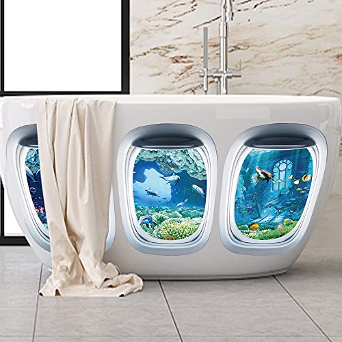 Wall Stickers, Ocean World Theme, 3Pcs Decals Removable for Bathroom