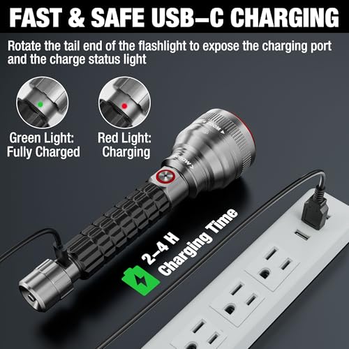 Arrow Rechargeable LED Flashlight 1000 Lumens Long Range Zoomable Spotlight