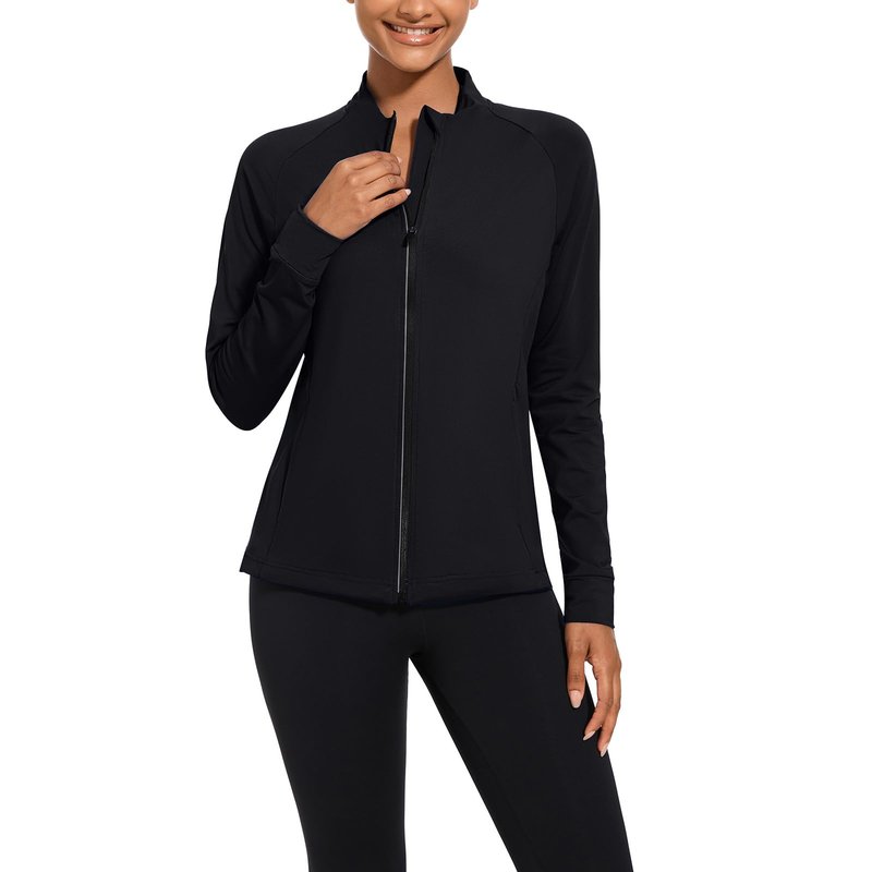 bpbtti Women's Polar Fleece Zip Up Workout Jackets with Pockets Slim Fit Cottony Soft Jacket for Running Athletic Yoga (Black,Medium)