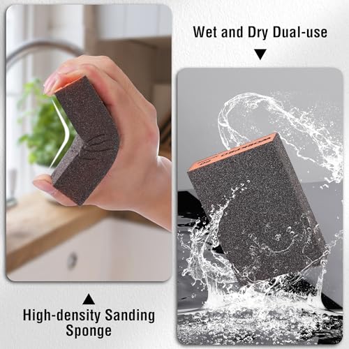 WORKPRO Sanding Sponge, 8 Pack Wet and Dry Dual-use Sanding Block, 60/80/120/220 Grit Assortment, Reusable Sandpaper Block for Wood, Metal, and Drywall