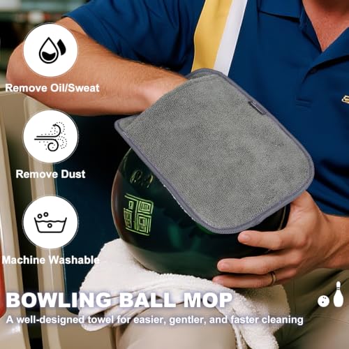 Wearable Bowling Ball Shammy Pad - Dual-Sided Towel Glove, 2-Pack Gray