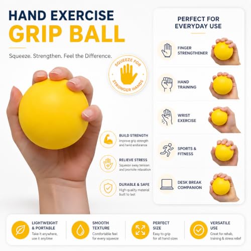 Hand Exercise Grip Ball - Finger Strengthener for Sports - Yellow