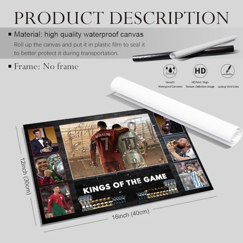 Messi & Ronaldo Signed Poster - Unframed 12"L x 16"W for Kids