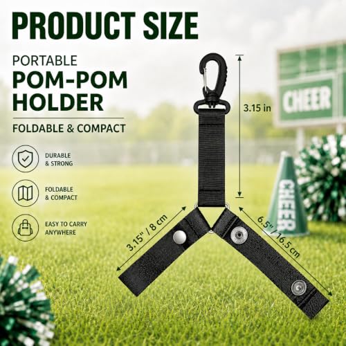 Pom Pom Holder for Backpacks - Snap Closure Hanger for Cheerleaders