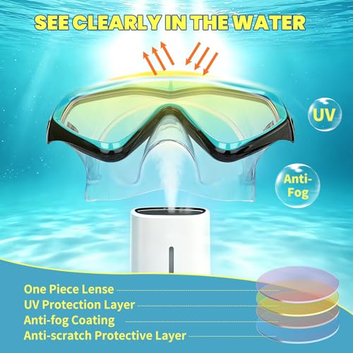 Elastic Knit Adjustable Strap Dive Mask PRO- Anti-Fog Panoramic