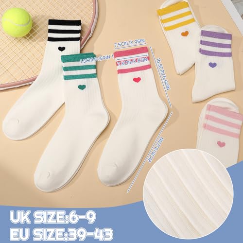 Heart Crew Socks - 6 Pairs Athletic Socks, Large Mix Color1