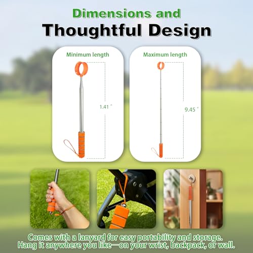 Golf Ball Retriever - 9ft Steel Shaft with Non-Slip Grip