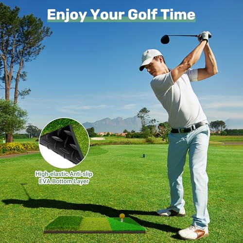 GearJoy Three-Grass Golf Practice Mat for Backyard & Indoor Swing Training