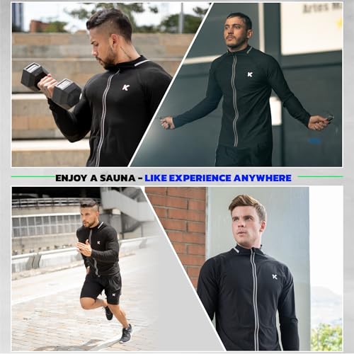 Men's Heat Trapping Sauna Suit - Long Sleeve Jacket, XX-Large - Black
