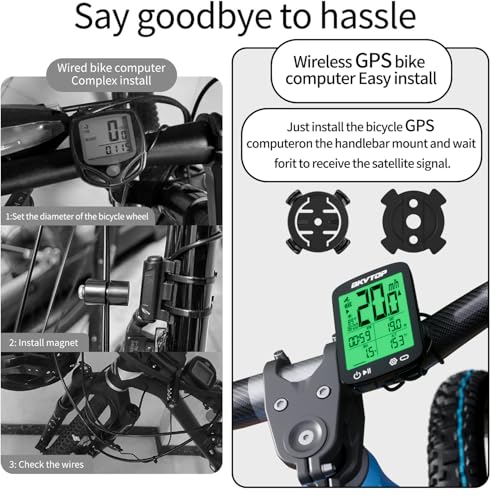 Wireless GPS Bike Computer with Standard Mount - 2.4" Screen, IPX7, 28H Battery Life