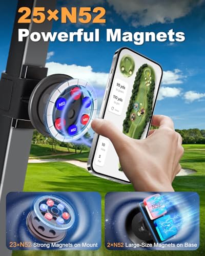Magnetic Golf Cart Phone Holder for Magsafe & All Smartphones - EZGO/Club Car/Yamaha Compatible