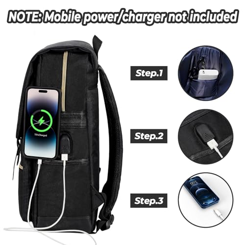 Vintage Laptop Backpack for Women - 15.6 Inch Casual Daypack with USB Charging