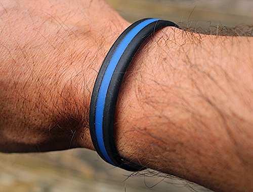 Thin Blue Line Police Support Silicone Wristband - 8"