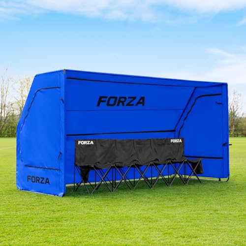 Portable Team Shelter with Steel Frame - Electric Blue & 6 Seater Bench Pro