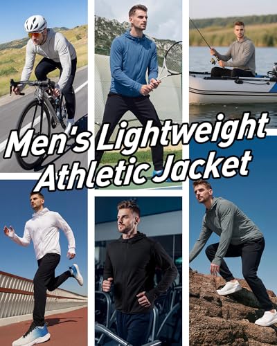 Locachy Men's UPF 50+ Sun Protection Zip Hoodie - Large Light Grey Outdoor Performance Shirt