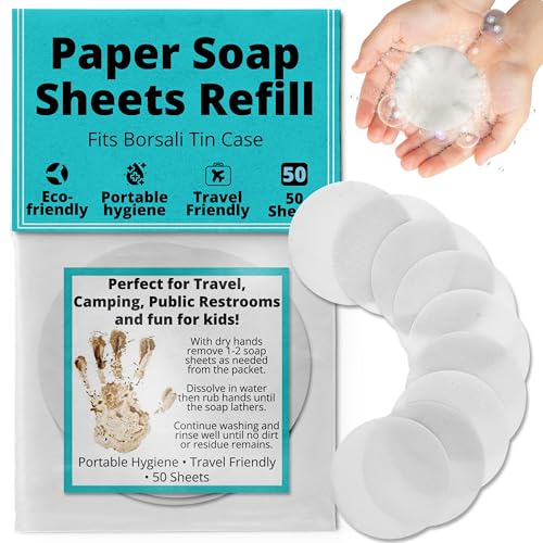 Travel Paper Soap Sheets - 50 Sheets Refill for Clean Hands