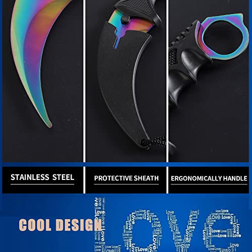 Karambit Knife - Stainless Steel Fixed Blade with Sheath - Multicolour
