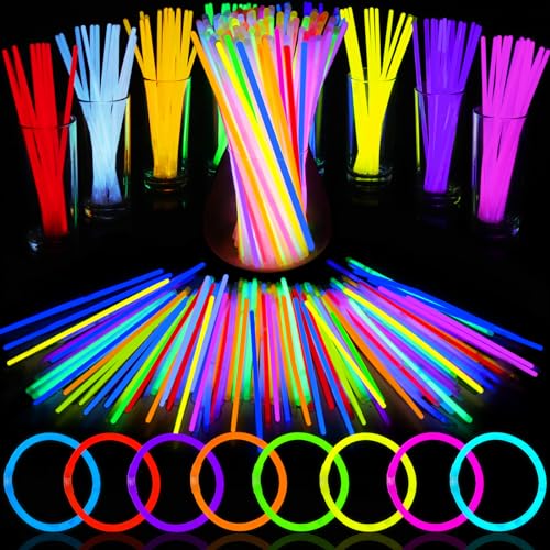 Glow Sticks Bulk Party Supplies | 70 PCS 8 Inch Glowsticks with Connectors | Glow in the Dark Light Up Sticks Party Favors Decorations