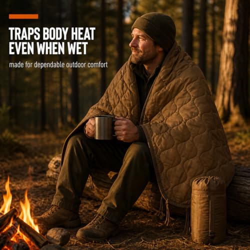 USGI Industries Woodland Insulated Water-Resistant Poncho Liner - Multi-Use Military Blanket