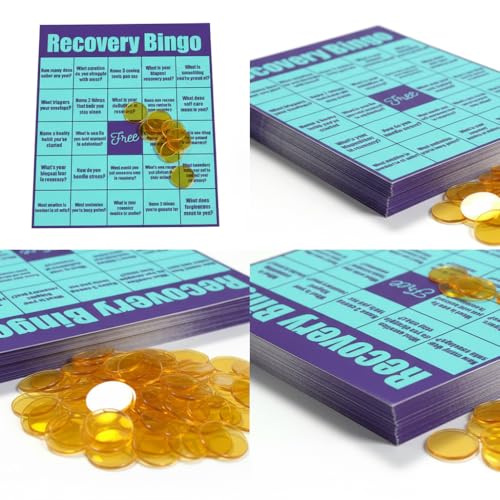 Adult Recovery Bingo Game with 24 Cards and 200 Chips - Support Group Activity