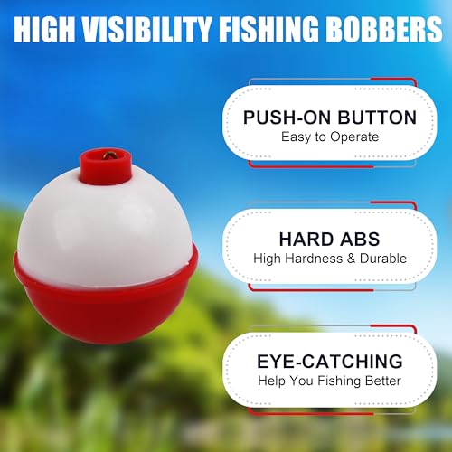 Fishing Bobbers Set - 10pcs Snap-On ABS Floats 0.5inch Assortment