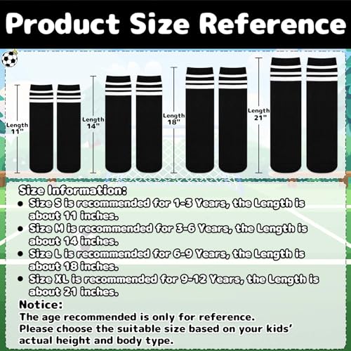 Youth Soccer & Baseball Knee High Socks - Black & White, 3-6 Years