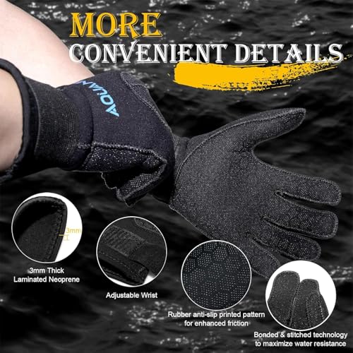 3mm Neoprene Diving Gloves with Adjustable Strap - Anti-Slip
