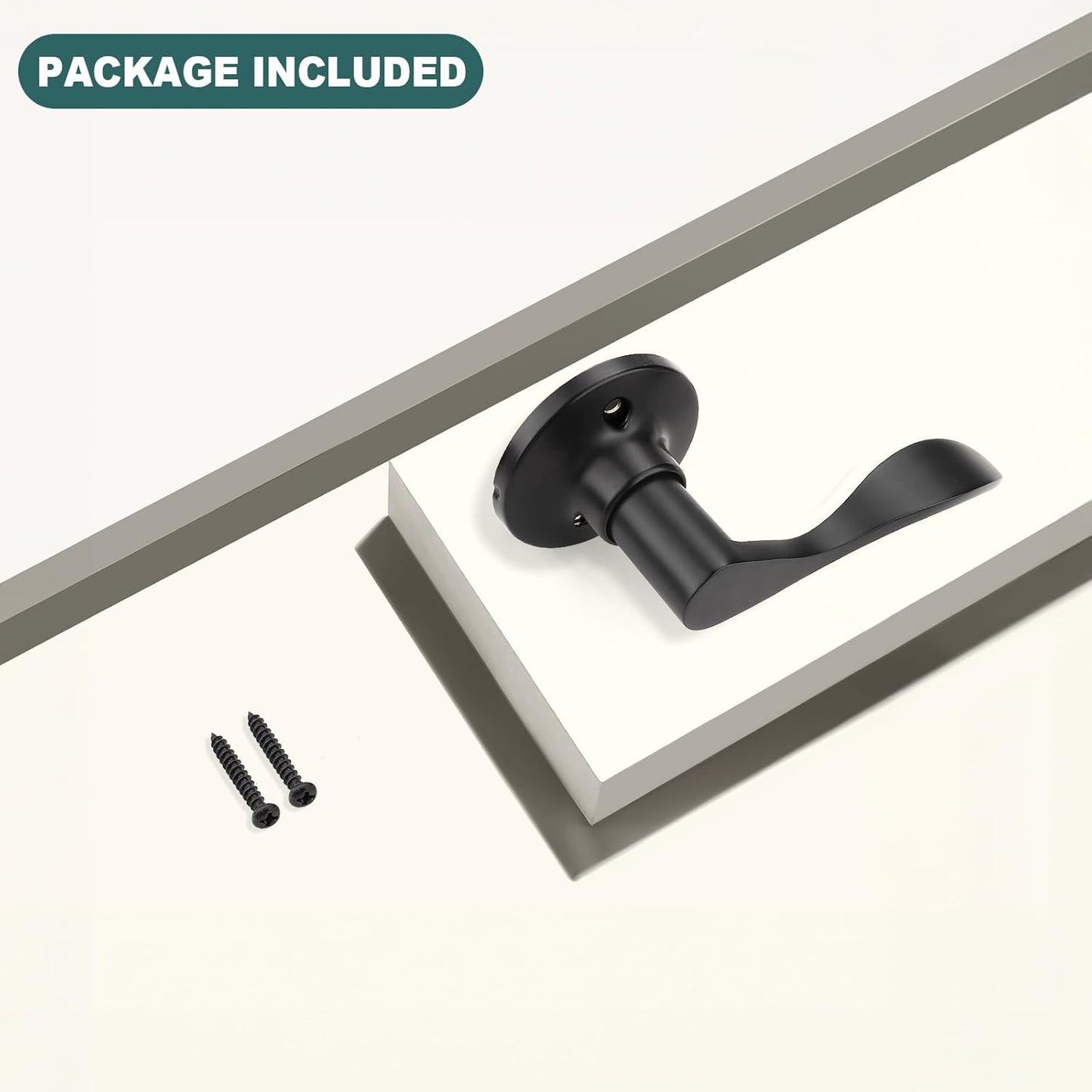 Black Privacy Door Levers - 6 Pack Keyless Modern Wave Handles for Bedrooms