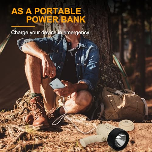 YIERBLUE Pearl Rechargeable LED Spotlight Flashlight, Waterproof, Impact-Resistant