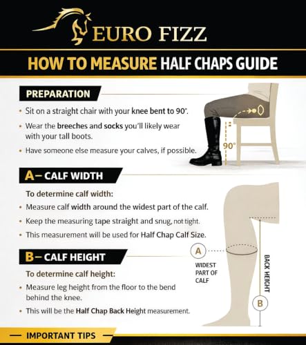 Euro Fizz Small C13xH15.5 Black Equestrian Half Chaps Synthetic Leather